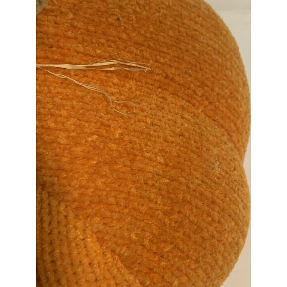 Crocheted Pumpkin Throw Pillow Autumn Fall Halloween Orange Jack O Lantern - Picture 3 of 8